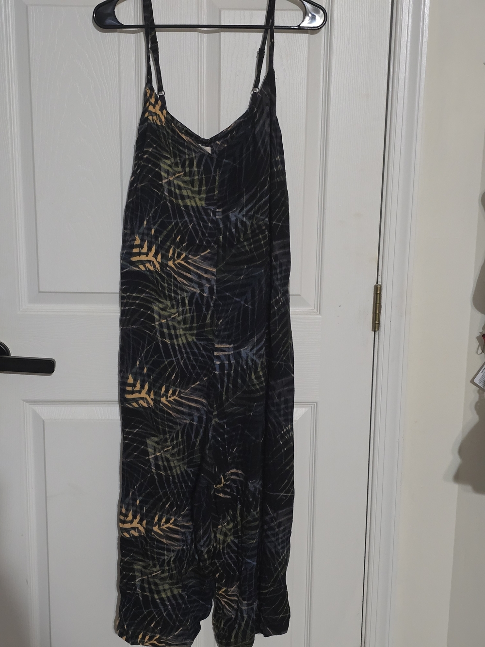 Cost Plus World Market Black Tropical Print Jumpsuit